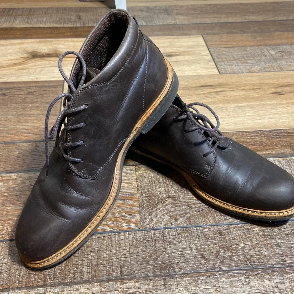 Ecco Coffee Brown Leather Chukka Boots Size EU 40